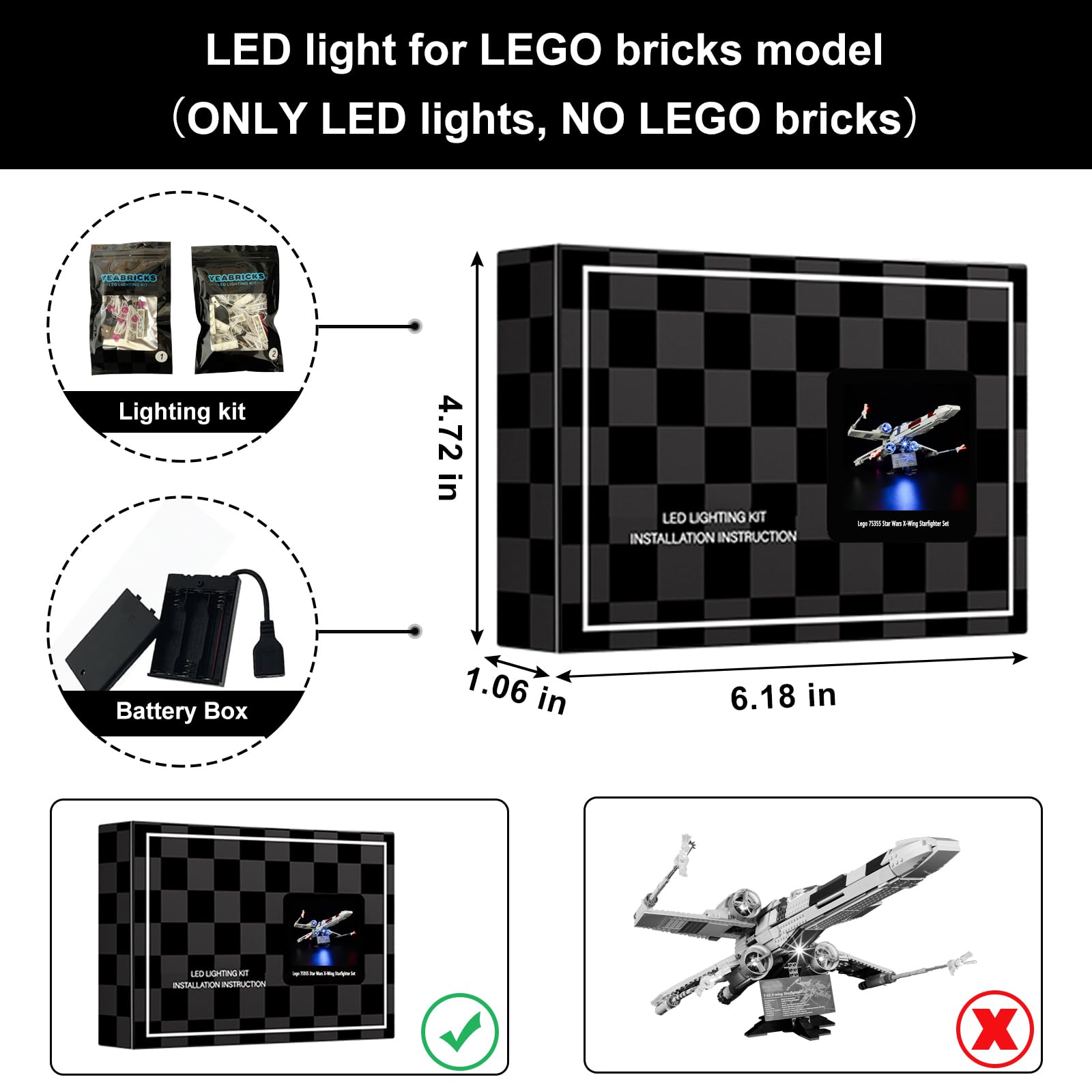 Amazon.co.jp: Vaodest LEDライト レゴ 75355 スターウォーズ X